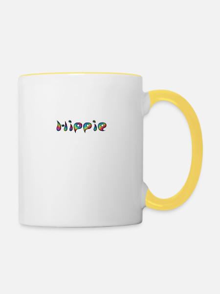 Hippie Fun - Tasse zweifarbig - Weiß/Gelb