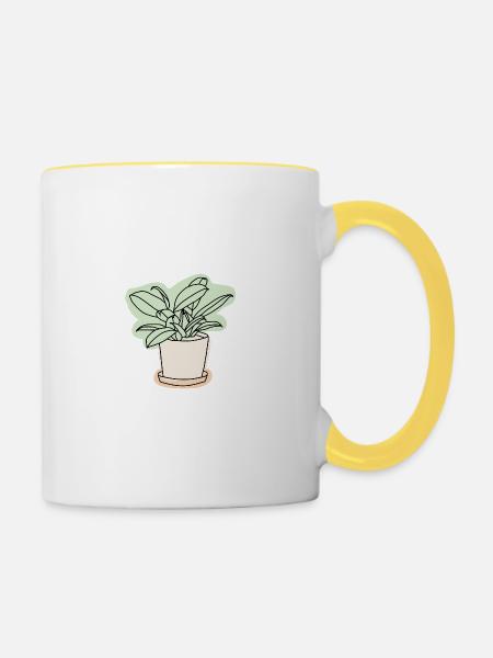 Zimmerpflanze - Tasse zweifarbig - Weiß/Gelb