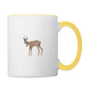 Fescher Rehbock - Tasse zweifarbig - Weiß/Gelb - Rechts