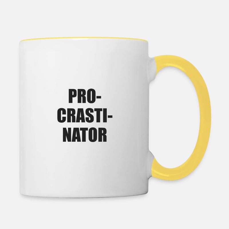 Procrastinator Typo Block - Contrasting Mug - white/yellow