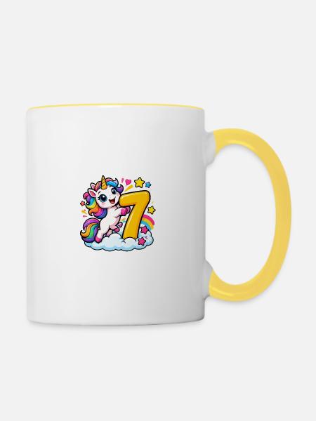 Regenbogen-Einhorn Siebenzauber - Tasse zweifarbig - Weiß/Gelb