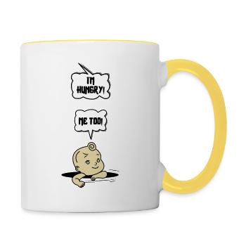 I m Hungry - Me Too | Baby Announcement - Contrasting Mug - white/yellow - Right