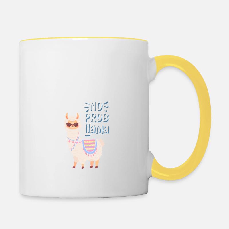cooles Lama - Tasse zweifarbig - Weiß/Gelb