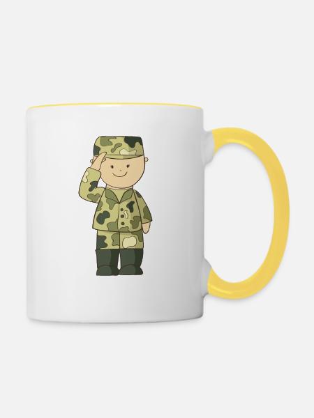 Soldat - Tasse zweifarbig - Weiß/Gelb