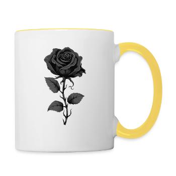 Schwarze Rose Goth - Tasse zweifarbig - Weiß/Gelb - Rechts