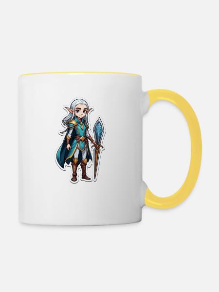 Dungeon Elf Mage - Tasse zweifarbig - Weiß/Gelb