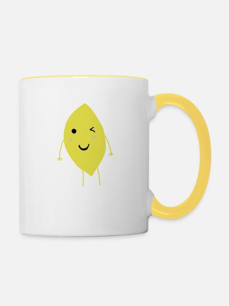 Zitrone blinzeln - Tasse zweifarbig - Weiß/Gelb