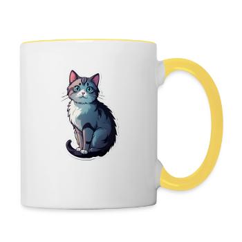 Cute cat - Tasse zweifarbig - Weiß/Gelb - Rechts