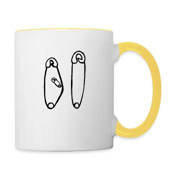 Épingles de sécurité grossesse - Mug contrasté - blanc/jaune - Droite