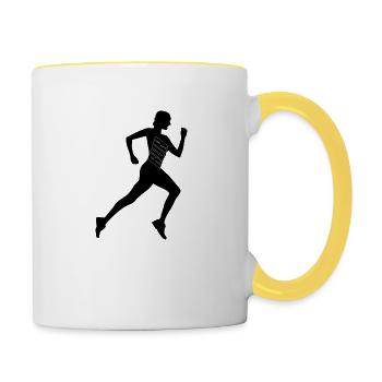 Run - Tasse zweifarbig - Weiß/Gelb - Rechts