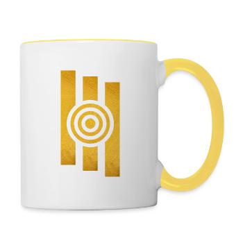 Abstraktes Symbol in Gold - Tasse zweifarbig - Weiß/Gelb - Rechts