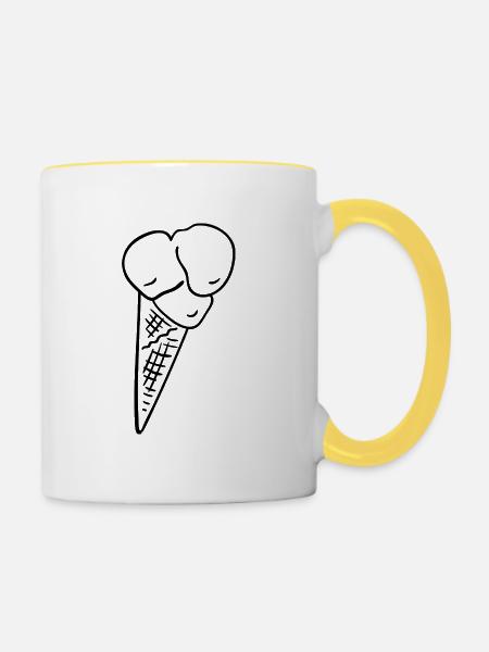 Waffeleis - Tasse zweifarbig - Weiß/Gelb