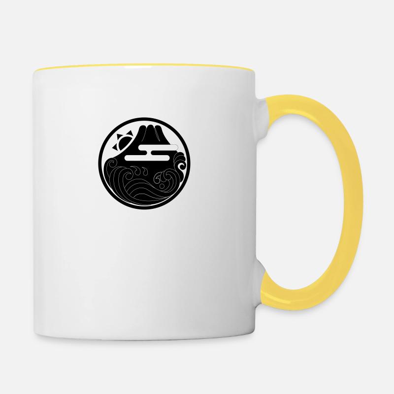 Japanese motif "Fuji and wave" - Contrasting Mug - white/yellow