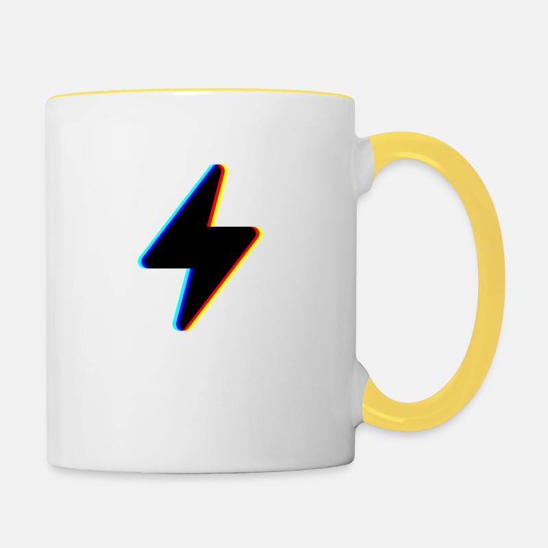 lightning stream symbol logo - Contrasting Mug - white/yellow