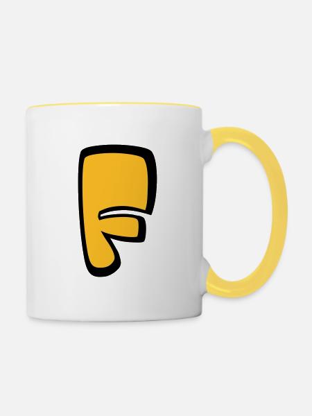 Alphabet F - Tasse zweifarbig - Weiß/Gelb