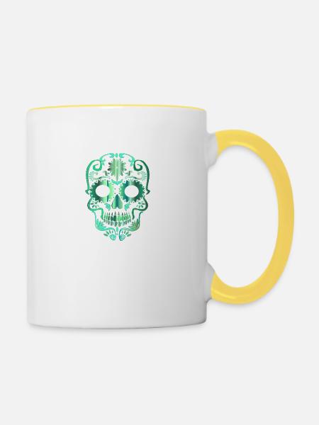Skull - Tasse zweifarbig - Weiß/Gelb