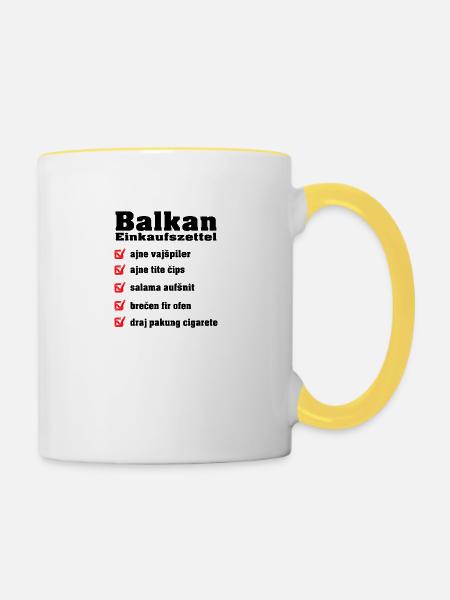 einkaufszettel - Tasse zweifarbig - Weiß/Gelb
