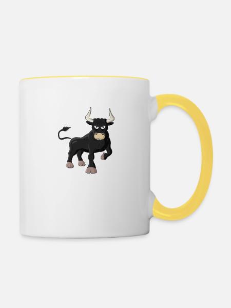 Bulle / Stier - Tasse zweifarbig - Weiß/Gelb