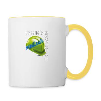 Meilleur chef de travaux - Mug contrasté - blanc/jaune - Droite