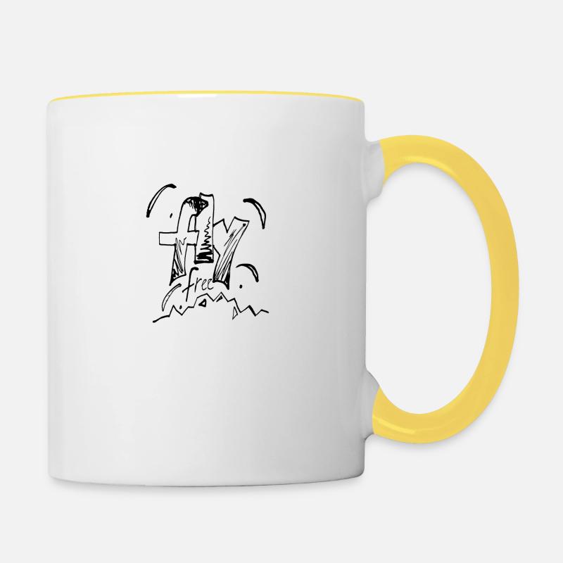 fly free - Contrasting Mug - white/yellow