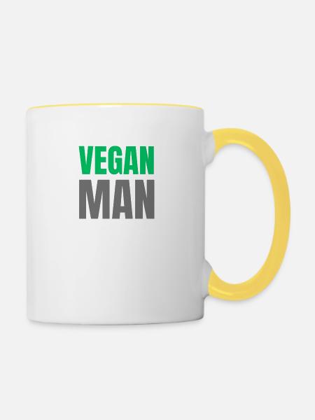 VEGAN MAN - Tasse zweifarbig - Weiß/Gelb