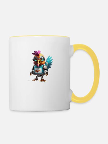 Robo chicken - Tasse zweifarbig - Weiß/Gelb