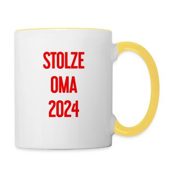 Stolze Oma 2024 – Perfekt für frischgebackene Omas - Tasse zweifarbig - Weiß/Gelb - Rechts