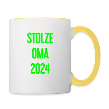 Stolze Oma 2024 – Perfekt für frischgebackene Omas - Tasse zweifarbig - Weiß/Gelb - Rechts