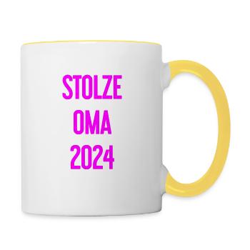 Stolze Oma 2024 – Perfekt für frischgebackene Omas - Tasse zweifarbig - Weiß/Gelb - Rechts