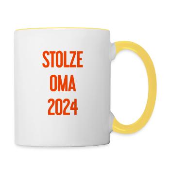 Stolze Oma 2024 – Perfekt für frischgebackene Omas - Tasse zweifarbig - Weiß/Gelb - Rechts