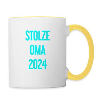 Stolze Oma 2024 – Perfekt für frischgebackene Omas - Tasse zweifarbig - Weiß/Gelb - Rechts