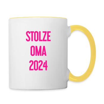 Stolze Oma 2024 – Perfekt für frischgebackene Omas - Tasse zweifarbig - Weiß/Gelb - Rechts
