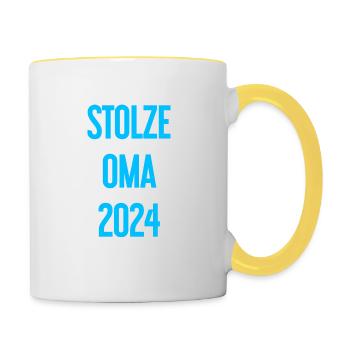 Stolze Oma 2024 – Perfekt für frischgebackene Omas - Tasse zweifarbig - Weiß/Gelb - Rechts