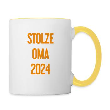 Stolze Oma 2024 – Perfekt für frischgebackene Omas - Tasse zweifarbig - Weiß/Gelb - Rechts