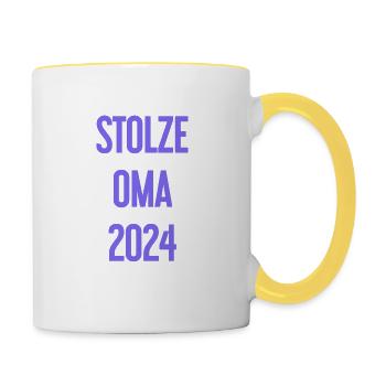 Stolze Oma 2024 – Perfekt für frischgebackene Omas - Tasse zweifarbig - Weiß/Gelb - Rechts