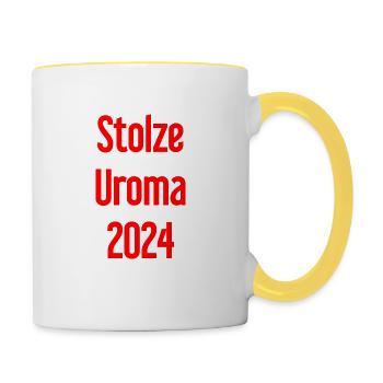 Fière arrière-grand-mère 2024 - Mug contrasté - blanc/jaune - Droite
