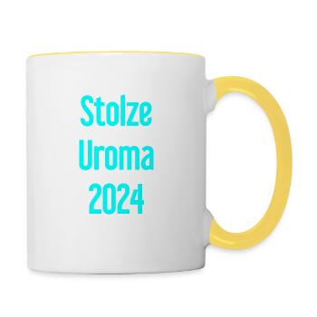 Fière arrière-grand-mère 2024 - Mug contrasté - blanc/jaune - Droite