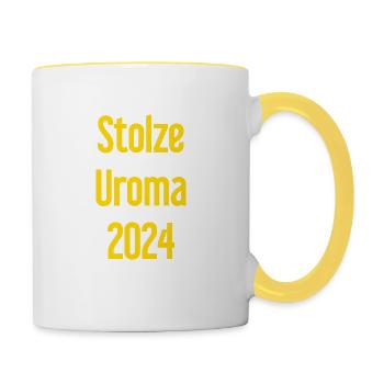 Fière arrière-grand-mère 2024 - Mug contrasté - blanc/jaune - Droite