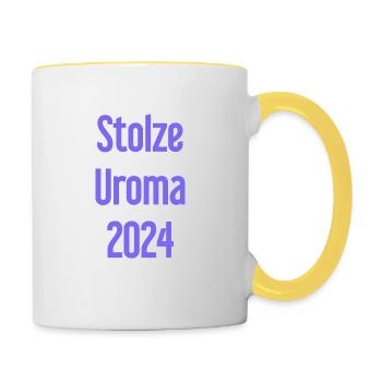 Fière arrière-grand-mère 2024 - Mug contrasté - blanc/jaune - Droite
