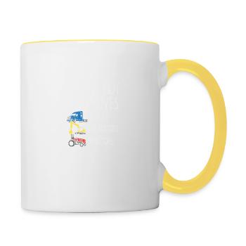 Just A Boy Who Loves Trucks Excavators Tractors - Contrasting Mug - white/yellow - Right