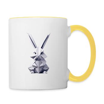 Origami Hase - Tasse zweifarbig - Weiß/Gelb - Rechts