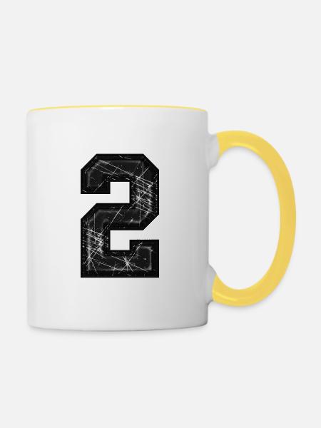 2 zerkratzt - Tasse zweifarbig - Weiß/Gelb