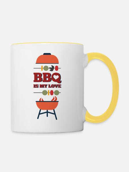 Grillen Geschenk - Tasse zweifarbig - Weiß/Gelb