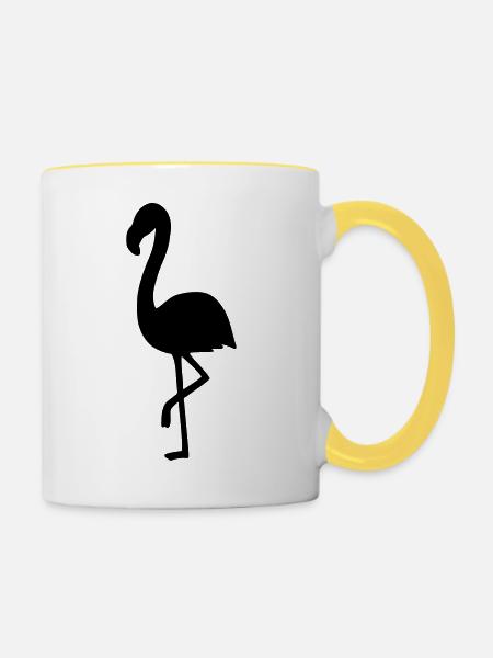 Flamingo 2 - Tasse zweifarbig - Weiß/Gelb