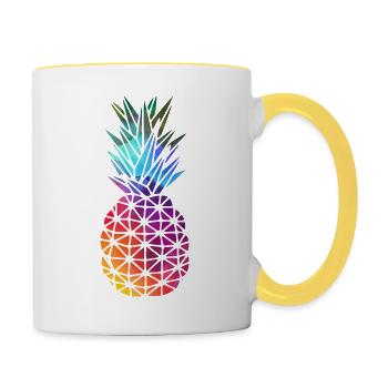 Ananas arc-en-ciel - Mug contrasté - blanc/jaune - Droite
