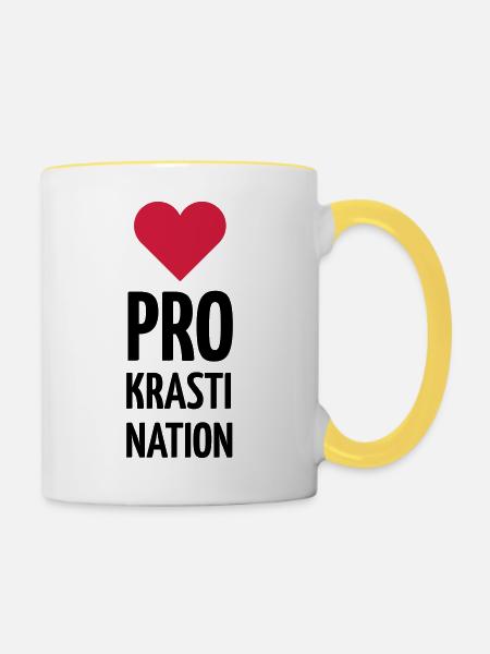 PROKRASTINATION - Tasse zweifarbig - Weiß/Gelb