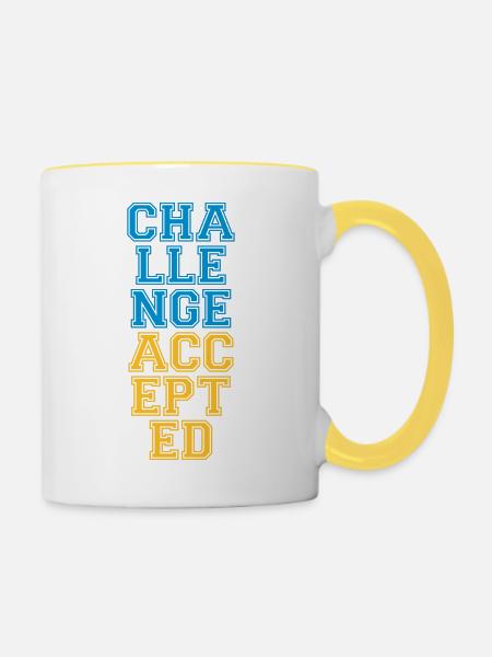 Cool Challenge Accepted Design - Tasse zweifarbig - Weiß/Gelb
