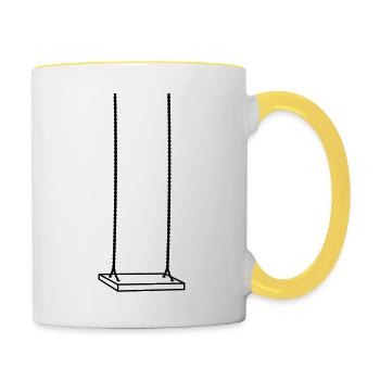 balançoire belle aire de jeux balançoire amusement assis - Mug contrasté - blanc/jaune - Droite