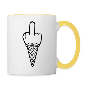 fick dich eis kugel wichser beleidigung mittelfing - Tasse zweifarbig - Weiß/Gelb - Rechts