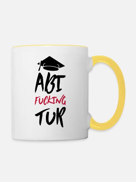 abi fucking tur - Tasse zweifarbig - Weiß/Gelb